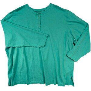 Venezia‎ 5 Button Henley Tee Womens 6X Green Normcore Cottagecore Cozycore 90's
